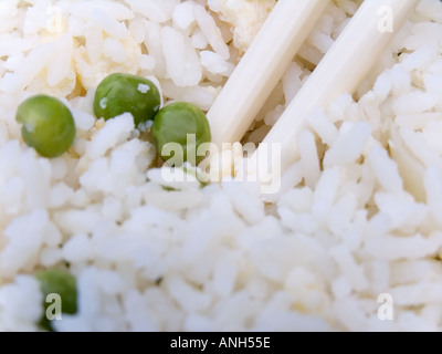 CHINESE EGG FRIED RICE AND CHOPSTICKS Stock Photo