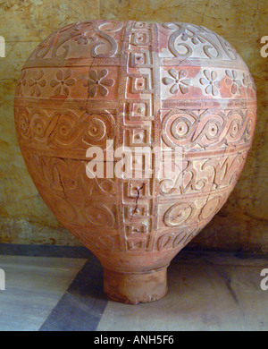 Ancient Greek pots in the Minoan Iraklion museum in Knossos Crete Greece Europe Stock Photo