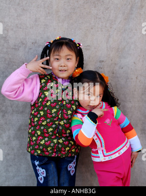 Chinese girls. Qinghai. Huzhu. China. Stock Photo