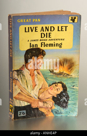 Old 1960s original James Bond paperback book covers author Ian Fleming published by Pan books Stock Photo