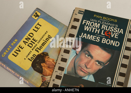 Old 1960s original James Bond paperback book covers author Ian Fleming published by Pan books Stock Photo