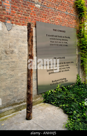 Execution Post at Poperinge Town Hall in Belgium where British soldiers were shot for cowardice in WW1 Stock Photo