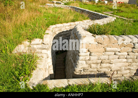 WW1 Yorkshire trench and dugout archaeological site near Ypres Belgium Stock Photo