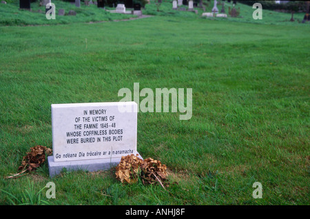 Memorial gravestone to Irish potato famine victims 1845-1848 Abbeystrewry Cemetery, Skibbereen, County Cork, Ireland Stock Photo