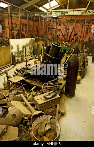 Museum of WW1 objects recovered from the trenches and shell holes at Sanctuary Wood near Ypres Belgium Stock Photo