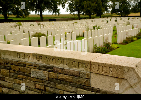 Delville Wood British cemetery in the Somme in France Stock Photo