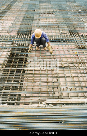 Construction worker working at construction site Stock Photo