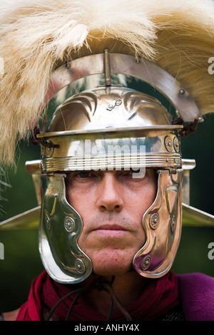 A reenactor dressed as a Roman Centurion, Chedworth, Gloucestershire ...