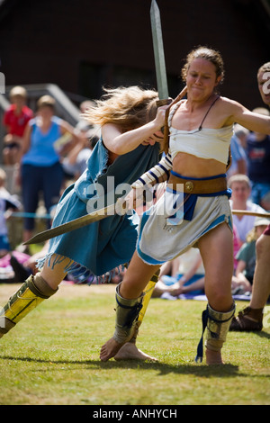 Female Gladiators reenactment Stock Photo