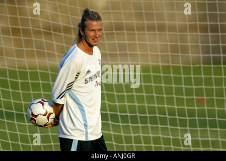 Real Madrid's David Beckham of England attends a team's training session in Madrid Stock Photo