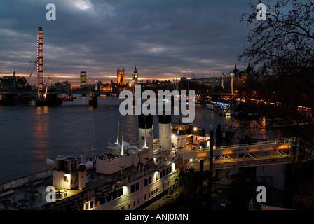 The River Thames and Victoria Embankment from Waterloo Bridge, London Stock Photo