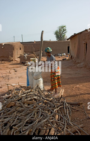 Food preparation in a village in northern Ghana Stock Photo