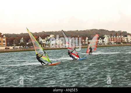 Windsurfing on the Marine Boating Lake West Kirby Wirral Stock Photo