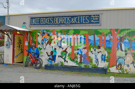 Chemainus Outdoor Giant Wall Mural Vancouver Island British Columbia Canada Stock Photo