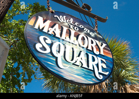 Mallory Square Sign, Historic Old Town, Key West, Florida, USA Stock Photo