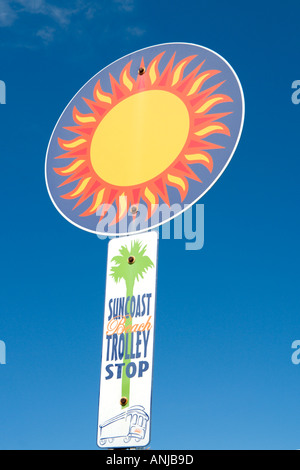 Suncoast Beach Trolley Stop, St Pete Beach, Gulf Coast, Florida, USA Stock Photo