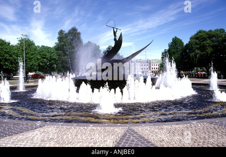Fountain commemorating the history of whaling in Sandefjord Norway Stock Photo