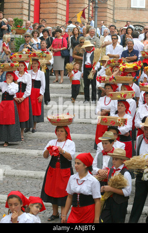 Colorful,Costumed Traditional Basket festival  in Amandola, Le Marche, Italy Stock Photo