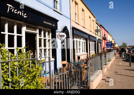 UK Northern Ireland County Down Killyleagh High Street newly restored properties picnic delicatessen cafe Stock Photo