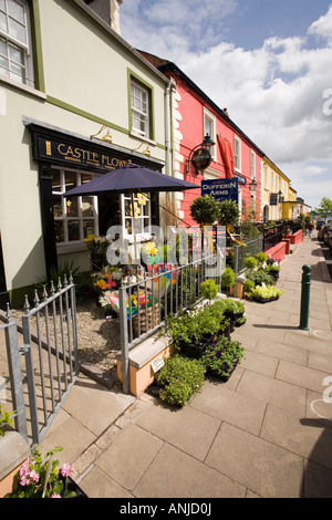 UK Northern Ireland County Down Killyleagh High Street flower shop in newly restored property Stock Photo