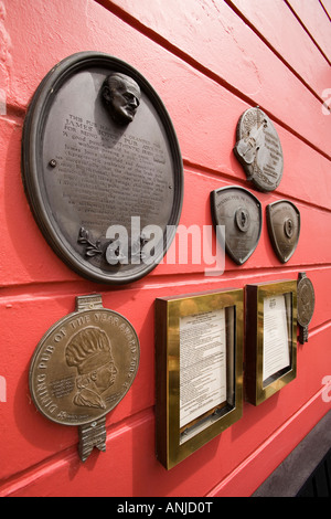 UK Northern Ireland County Down Killyleagh High Street Dufferin Arms award plaques Stock Photo