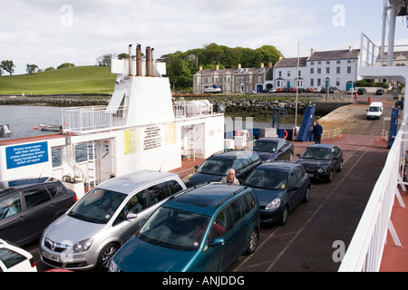 UK Northern Ireland County Down Portaferry ferry to Strangford loaded with cars Stock Photo