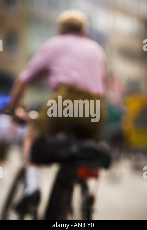 Bicycle Rider Rear View Rear View of a Man Riding a Bike on River Bank. Beautiful Nature ...