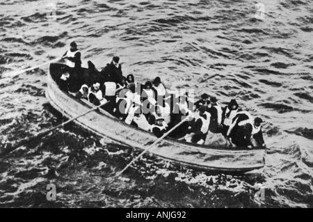 One of the Titanic lifeboats as seen from the Carpathia on the Stock ...