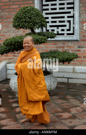Buddhist Monk, Temple of Literature, Hanoi, Vietnam Stock Photo