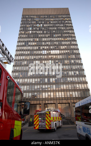 Fire Brigade during false alarm at the Arts Tower Western Bank Sheffield UK Stock Photo