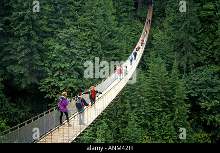 A view of the Capilano Suspension Bridge in North Vancouver Canada Stock Photo