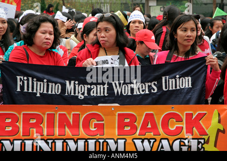 Immigrant workers pay demonstration Hong Kong Stock Photo