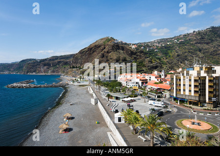 Town Beach and Seafront, Ribeira Brava, South Coast, Madeira, Portugal Stock Photo