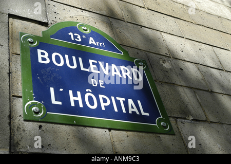 Street signs on Paris Rue France Stock Photo