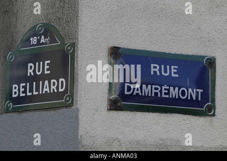 Street signs on Paris Rue France Stock Photo