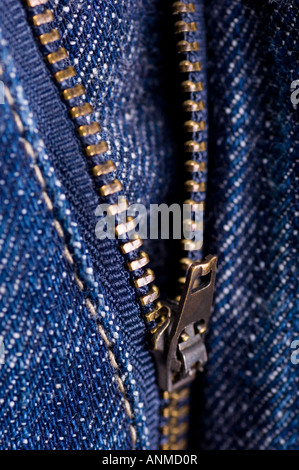 unzipped denim jeans zipper Stock Photo