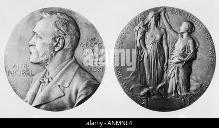 Alfred Nobel Medal Stock Photo