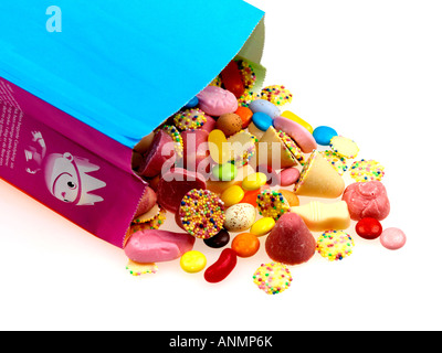 Assorted Colourful Children's Favourite Pick And Mix Sweets Confectionery Isolated Against A White Background With NO People And A Clipping Path Stock Photo