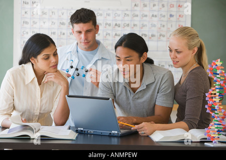 Multi-ethnic college students in science class Stock Photo