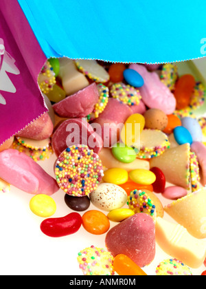 Assorted Colourful Children's Favourite Pick And Mix Sweets Confectionery Isolated Against A White Background With NO People And A Clipping Path Stock Photo