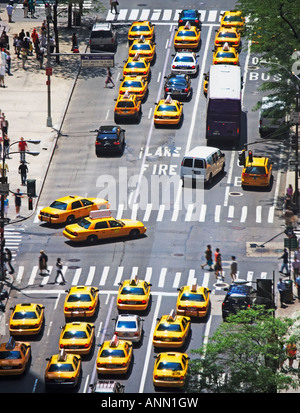 Taxis on 5th Avenue, New York City Stock Photo