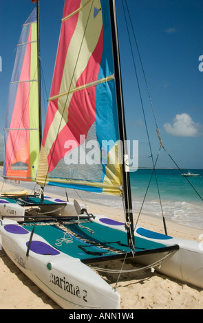 Catamarans on the beach in Punta Cana, Dominican Republic, August 2006 Stock Photo
