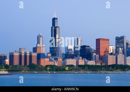 USA Chicago Skyline viewed over lake Michigan Stock Photo