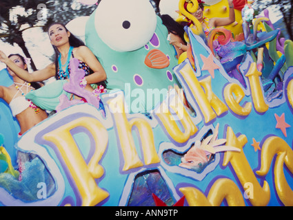 girls on float, Phuket carnival, Thailand Stock Photo