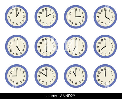 Sequence of clocks showing full hours Stock Photo, Royalty Free Image ...