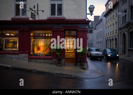 Art gallery on a rainy street Quebec City, province of Quebec, Canada. Stock Photo