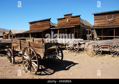 Old wild west buildings at the Old Trail Town, Cody, Wyoming Stock Photo