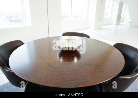 View of chairs by conference table. Stock Photo