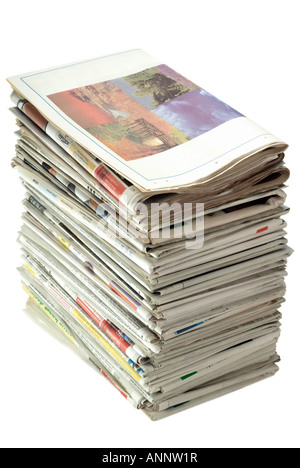 Pile of folded newspapers Stock Photo