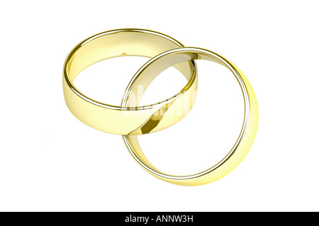 Interlocked gold wedding rings Stock Photo